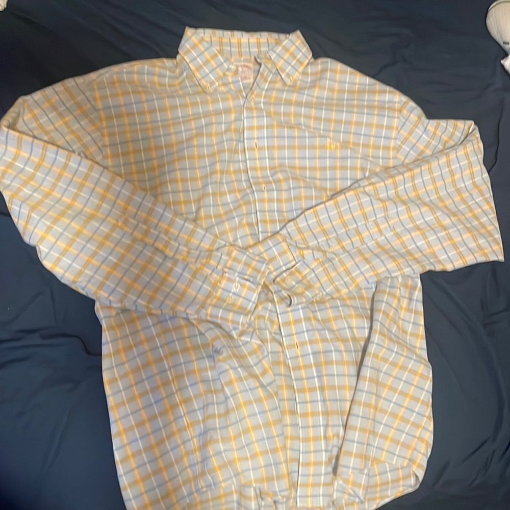 Brooks Brothers Blue and Yellow checked dress shirt.